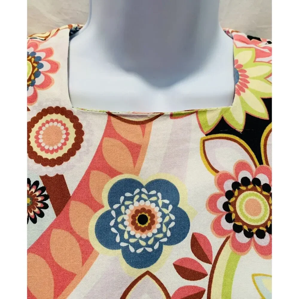 Womens Long Modest Dress Size Small Youth 14 Multi Colored Short Sleeve Handmade